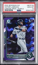 2022 BOWMAN SAPPHIRE ED CHROME PROSPECTS PURPLE VICTOR LABRADA 15/25 PSA 10