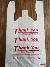 Bags 1/6 Large 21 x 6.5 x 11.5 "Thank You" T-Shirt Plastic Grocery 1000 pack 