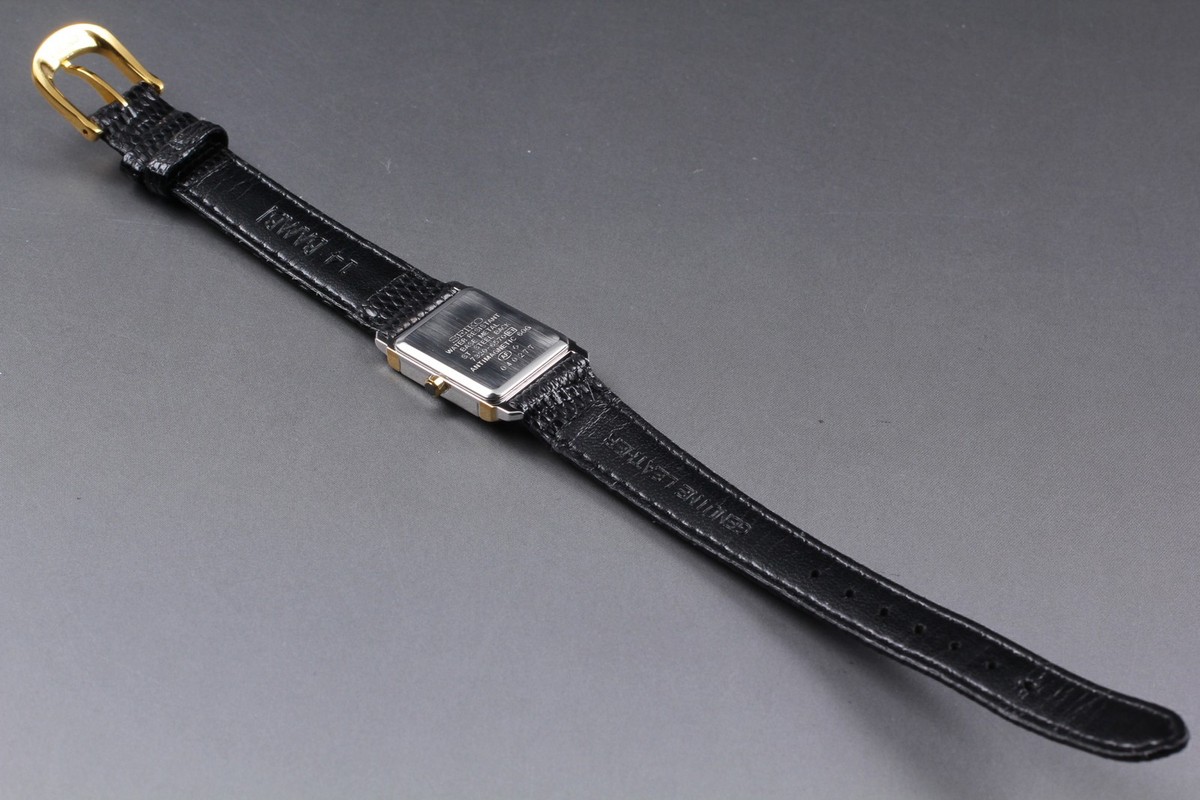 Vintage 1990 N MINT Seiko Exceline 7320-6570 Two-Tone Tank Qz