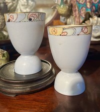 Pair Duck Egg Cups Art Deco 20s Scottish Lady Artist Porcelain MAK Signed