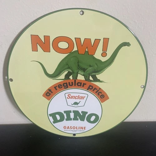 VINTAGE SINCLAIR DINO GASOLINE OIL PORCELAIN SIGN