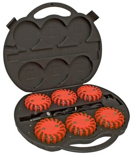 LED Warnleuchte 6er Set mit Magnet im Koffer Signalleuchte 9 Modi rot Muster NEU