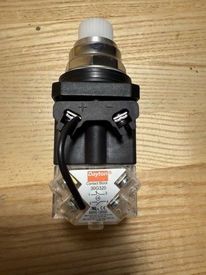 DAYTON Pilot Light White 30G416, 30 mm Mounting Size, LED, 120V AC -NEW-