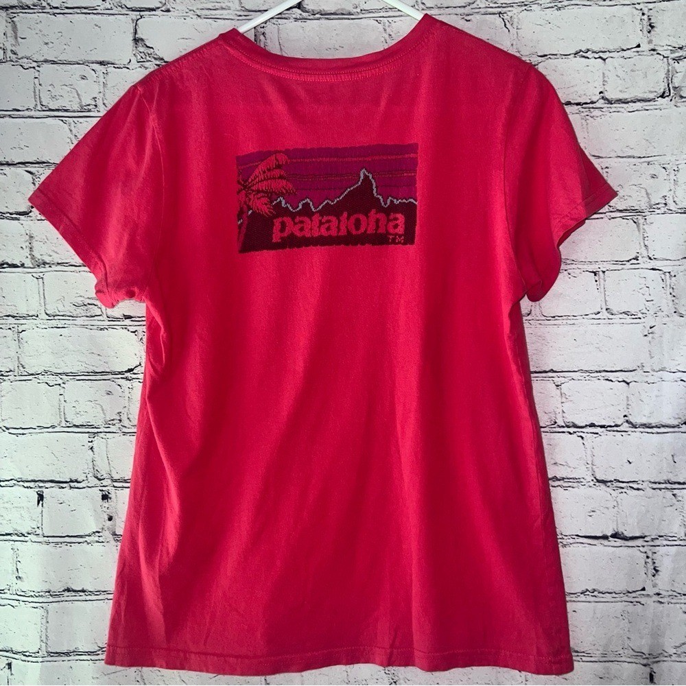 Patagonia Women's Pataloha Hot Pink Logo Organic Cotton Tee Size Large thumbnail 3