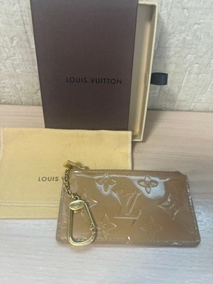 Louis Vuitton Vernis Beige Coin Case Fragment Card Holder Wallet LV Used YK912