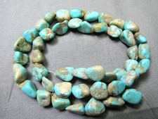 Nevada 8 TURQUOISE 7-10mm Nuggets 16" Strand BEADS 111cts  