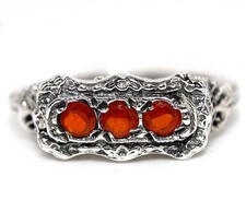2CT Natural Fire Garnet 925 Sterling Silver Filigree Ring Jewelry Sz 7 FB9-5