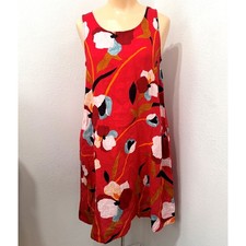 Sigrid Olsen Women Euro Summer Linen Shift Dress XS Cottage Indie Festival