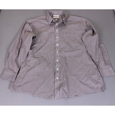 Roundtree  Yorke Gold Label Dress Shirt 18.5 36/37 BIG Brown Gingham Non Iron