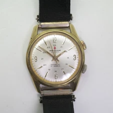Vtg Men's Waltham Gold Filled Watch W/ Alarm red hand 17J 34mm Excellent
