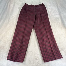 Vintage 90s Talbots Collection Trousers 14 Burgundy Houndstooth Wool Old Money