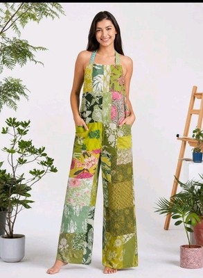 Kathmandu Women's Patchwork Jumpsuit Multicolor Wide-Leg Bohemian Boho NWT #AA