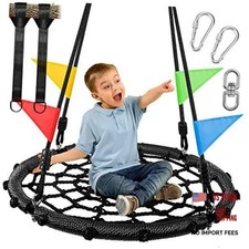 Spider Web Platform Swing, Outdoor Saucer Net Swings, 900D Oxford 24 in Black