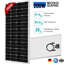 200W 12V Mono Solar Panel 200 Watt Off-Grid Power Home RV Camping Trailer Boat