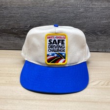 Vintage AMVETS Toyota USA Hat Cap Snap Back White Blue Driving Challenge Promo