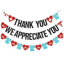 Black Thank You We Appreciate You Banner, Nurses Appreciation Week Banner Tha...