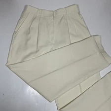 VTG Counterparts Dress Pants Ivory Pleated Front High Rise Straight Women Sz 14