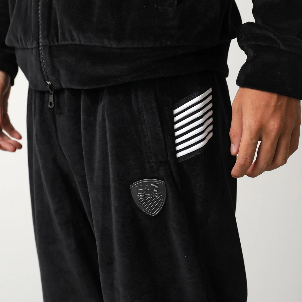 Pantalones fáciles EA7 EMPORIO ARMANI Air Sette para hombre mezcla de algodón NEGRO S o M Foto 2 de 4