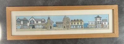 M L Gibson signierter KÜNSTLERPROOF Aquarelldruck Brücke Straße Lyme Regis 2009