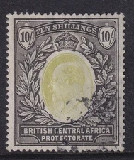 B.C.A Nyasaland 1903 10s Grey-Green & Black SG65 Fine Used