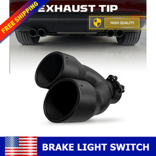Dual Exhaust Pipe Tail Muffler Tip Black Stainless Steel 2.5 Inlet 7 Outlet Us