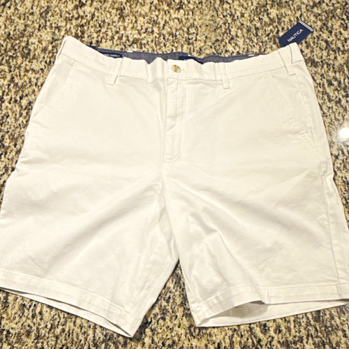 Nautica, Nautica Men's White Chino Deck Shorts Classic Fit Stretch Pockets 36x8.5