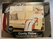 Original Elvis Presley Throw Blanket With Sleeves Snuggie Stars Red Cape Gold