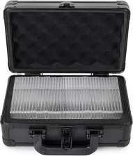 Modern Graded Card Storage Box, Black Aluminum, Holds 43 Slabs, Sports & Pokemon