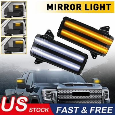 Smoked Lens Mirror Side LED Light Switchback White/Amber for Chevy Silverado GMC
