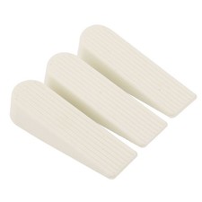 Home Office Rubber Anti-slip Wedge Door Stopper Doorstops Protector Beige 3pcs