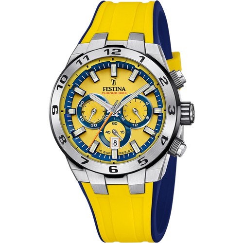 Festina Chrono Bike Cronografo F20671-4 Giallo Cinturino In Silicone 44,5 Mm