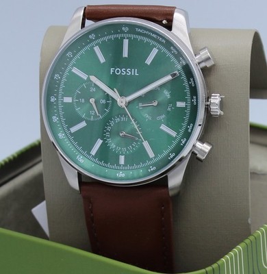 Fossil Sullivan Chronograph Silver Green Brown BQ2858 Men's Watch