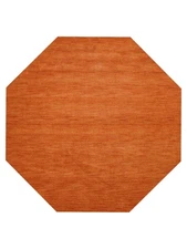 Eco-Friendly Hand Knotted Loom Wool Area Rug Solid Orange BBH Homes BBL00111L00