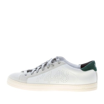 P448 herren schue CorJohn sneaker aus weiß leder mit grün suede