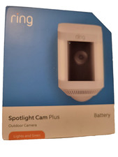 Ring - Spotlight Cam Plus Outdoor/Indoor Wireless 1080p Battery Camera - White