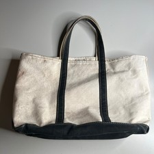 80s Vintage L.L.Bean Boat and Tote Large Canvas Bag White Made in USA Distresse