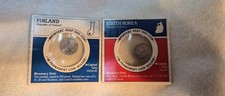 Finland 1 Penni 1978 and South Korea 1 Won 1970 Uncirculated Coins in Holders