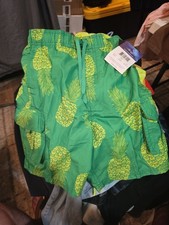 NWT Boys Kanu Surf Green Cargo Swimsuit Shorts With Pineapple Print Size Medium