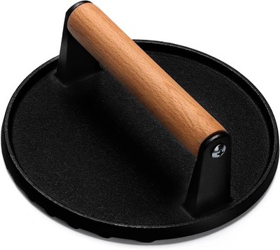 Burger Press, 7'' round Heavy-Duty Cast Iron Smash Bacon Press Meat Steak