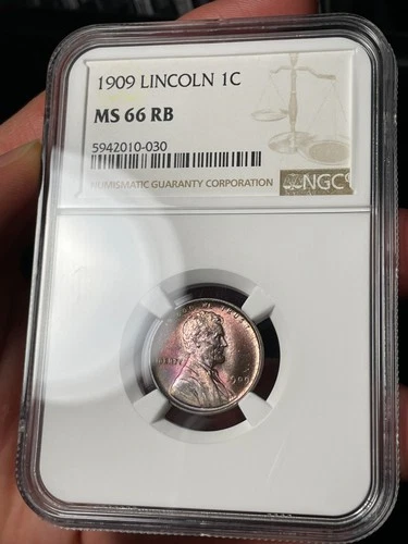 1909 NGC MS66 RB Lincoln Wheat Cent Red Brown , Purple Toned