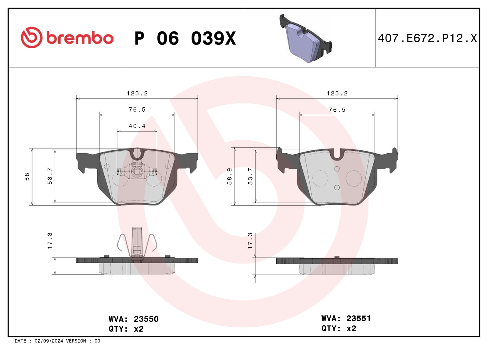 Für BREMBO KLOCKI SZCZEKI CYLINDERKI P 06 039X BRAKE PADS REAR XTRA - Bild 5