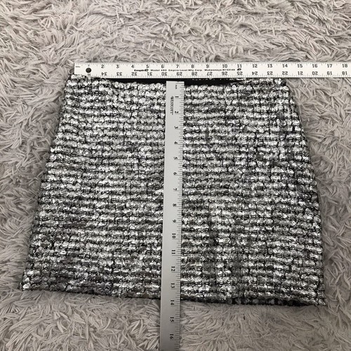 Bailey 44 Women's S Metallic Mini Skirt Supreme Silver Black Textured - Picture 8 of 8
