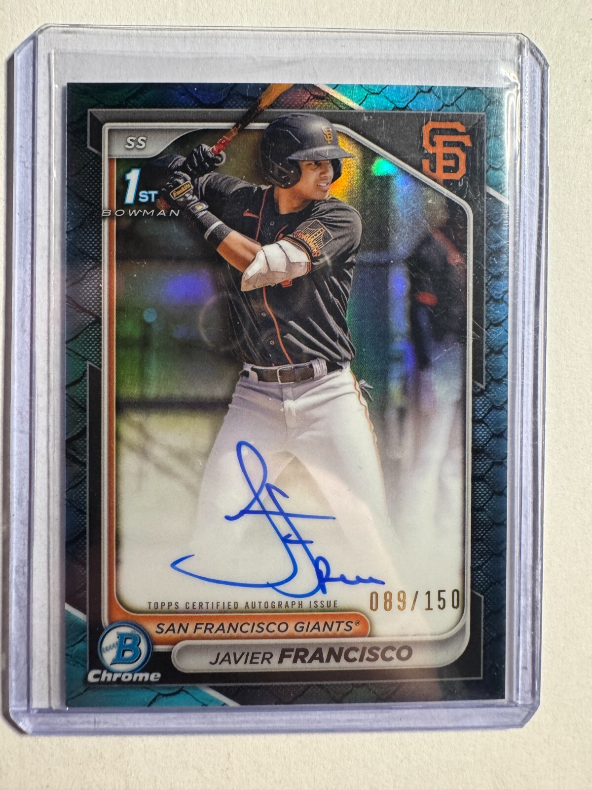 K297,560 - 2024 Bowman Chrome Auto Blue Reptilian #CPAJFA Javier Francisco #/150