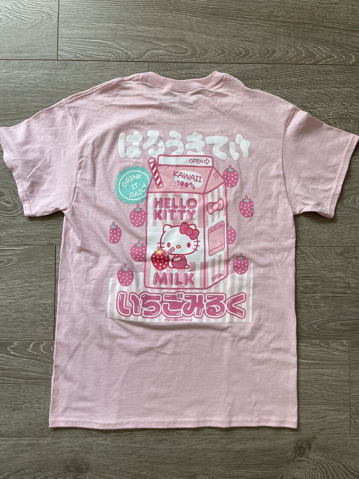 Kawaii Strawberry Milk Print T-shirt - Kawaii Fashion Shop