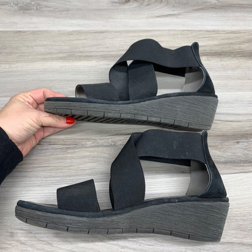The Flexx Happy Daze Shoes Womens 8 Wedge Strappy Black Open Toe Casual Comfort - Picture 3 of 11