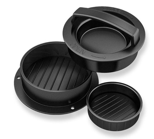 Antihaft 3 in 1 Gefüllte Burger Presse Hamburger Patty Form Maschine Schieber BBQ - Bild 11 von 12