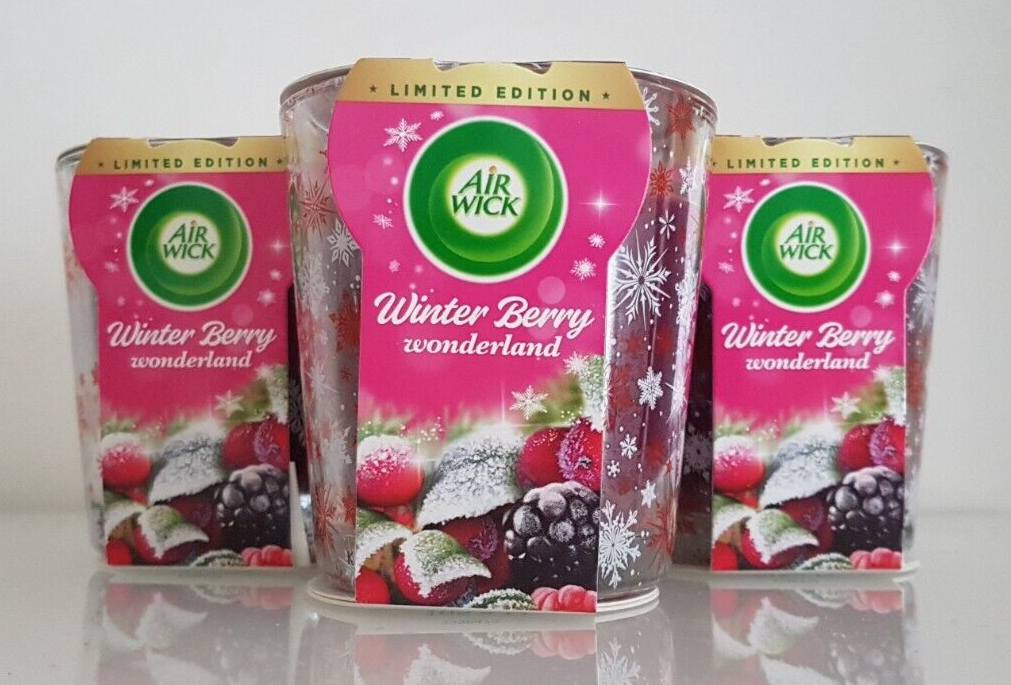 3 x Air Wick Scented Jar Candles Winter Berry Wonderland 105g