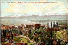 Vintage PPC - Salt Lake City, Oquirrh Mountains in Distance - F17780