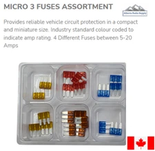 Micro3 Fuse Kit  20 PCS  4 Sizes   PICO 60605-91  5 to 20 AMPS