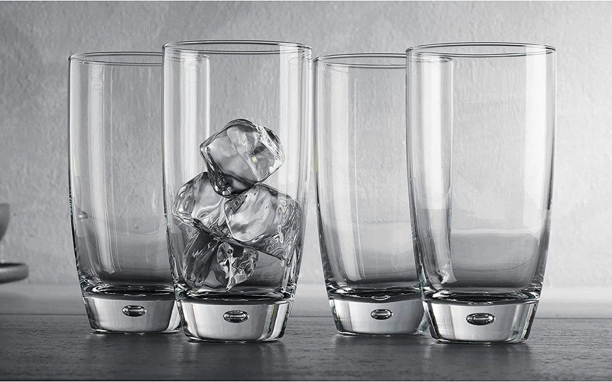 Highball Glasses Set of 4, Tall Drinking 16 0Z Unique Beverage Water Glass  Cups